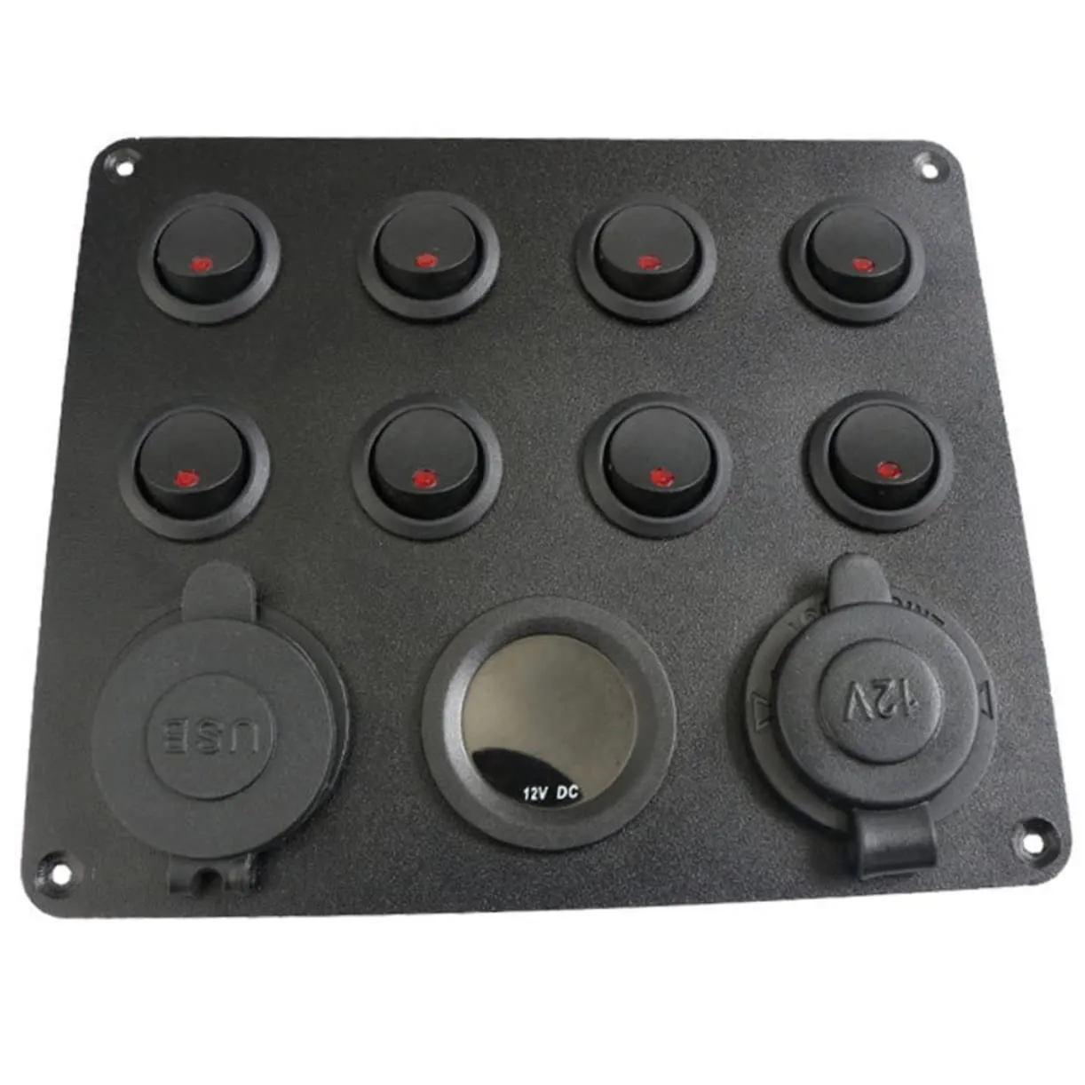 Gang Switch Panel with Dual USB for Car Boat and Rv to Control Panel with Cigarette Lighter Holder and Voltage Display for External Devices