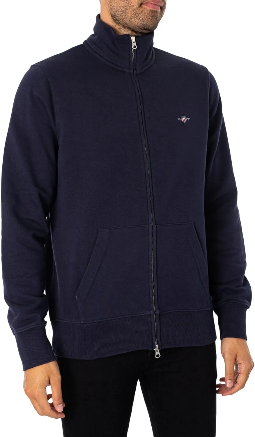 GANT Men's Regular Shield Full Zip Sweatshirt, Evening Blue