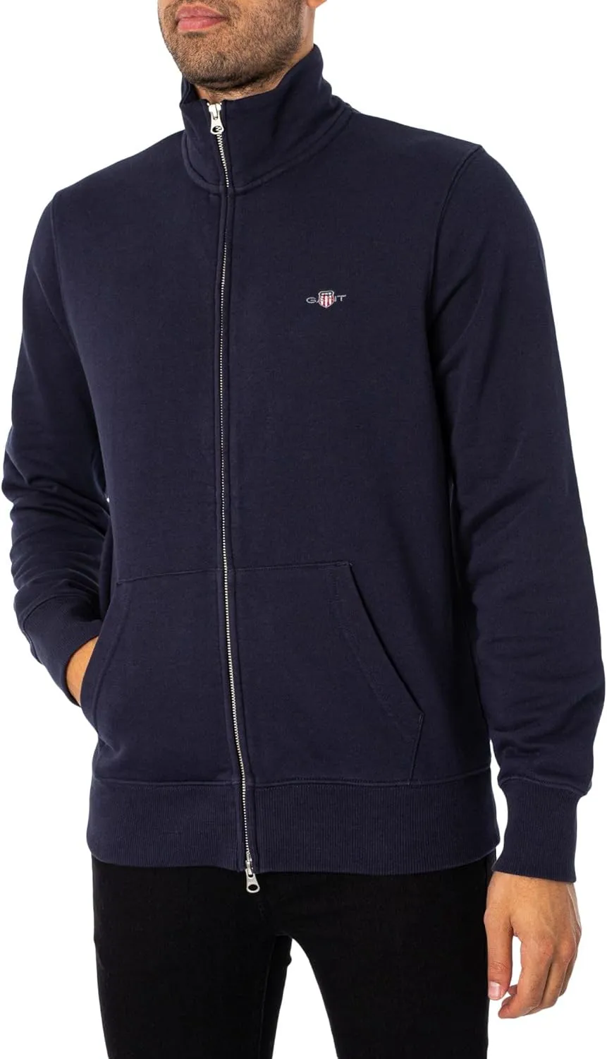 GANT Men's Regular Shield Full Zip Sweatshirt, Evening Blue