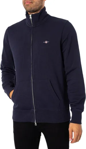 GANT Men's Regular Shield Full Zip Sweatshirt, Evening Blue