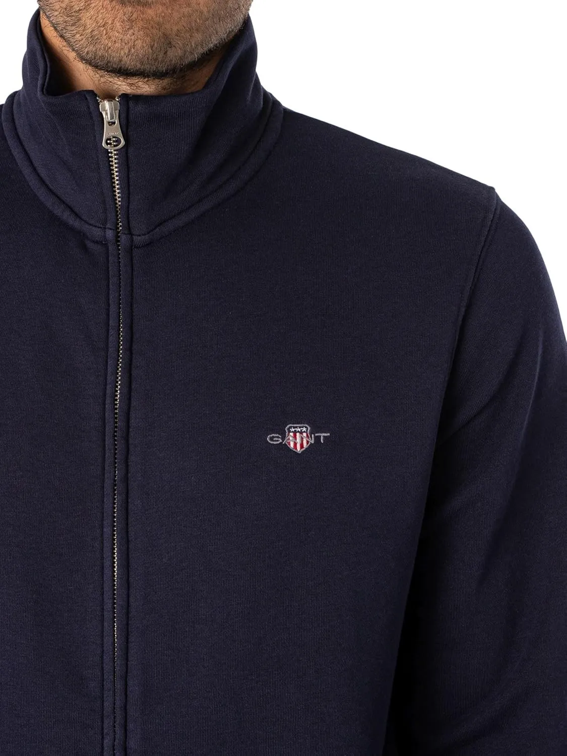 GANT Men's Regular Shield Full Zip Sweatshirt, Evening Blue
