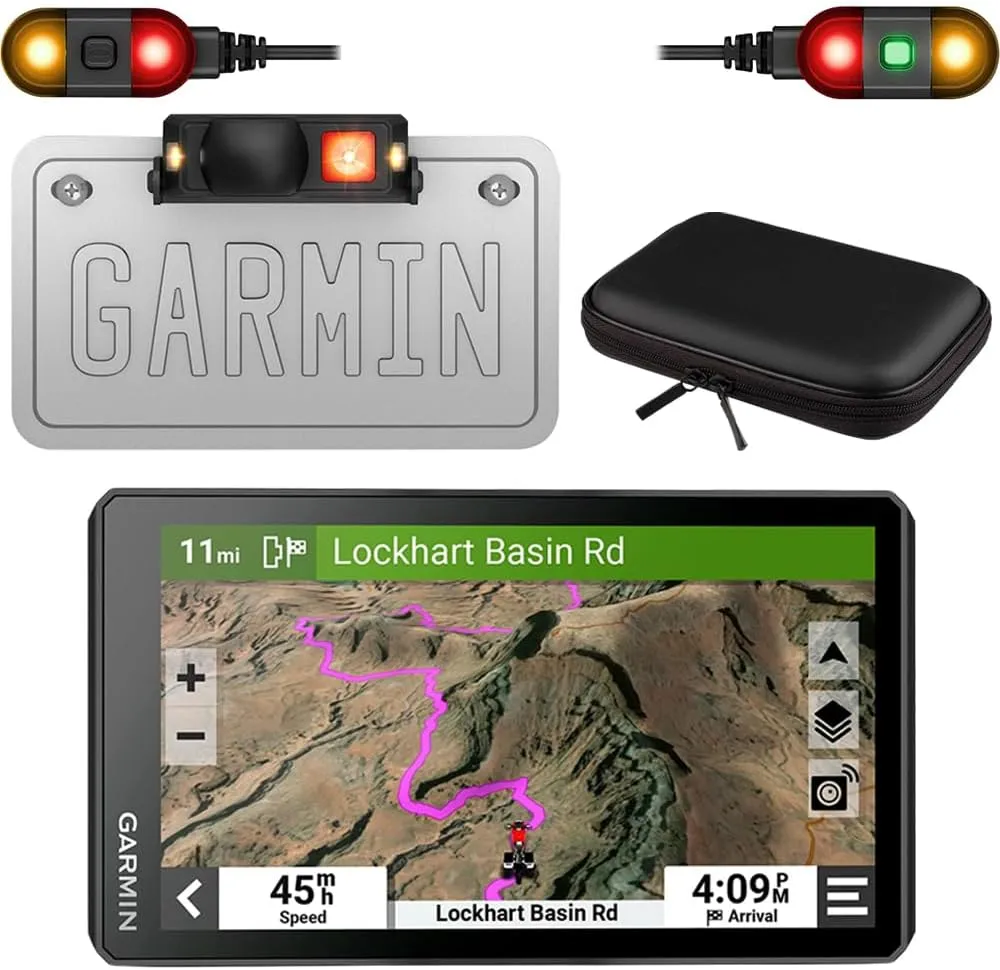 Garmin 010-02902-00 zumo R1 Radar, Motorcycle Rearview & Blind Spot Detection, IP67, Audio Alerts Bundle with 010-02781-00 zumo XT2 6" GPS Motorcycle Navigator & Deco Gear Hard Shell EVA 10" Case