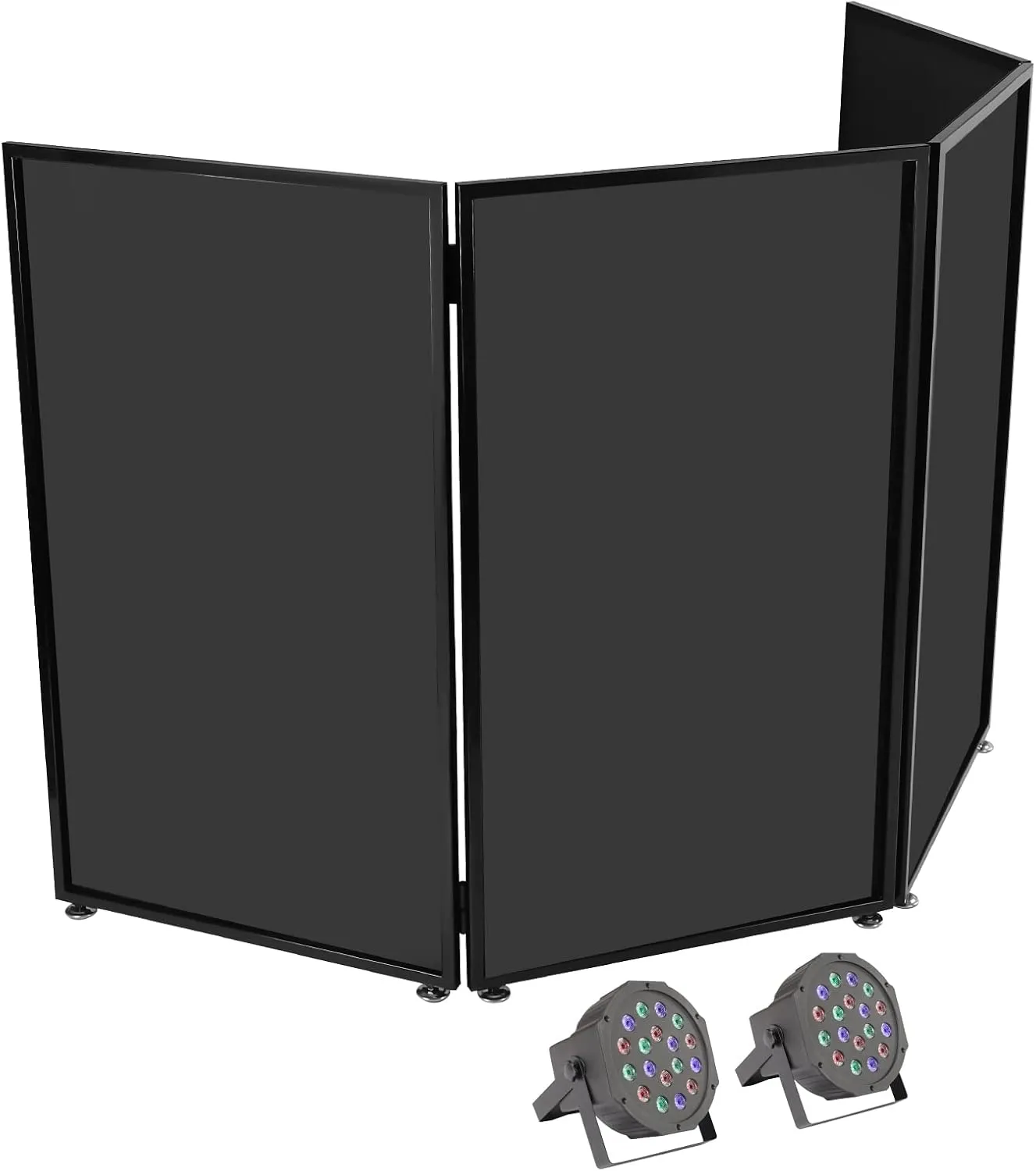 Gbonklong DJ Event Facade 4-Panel Metal Frame DJ Booth Portable Event Booth Screen, Projector Display Scrim Booth w/Travel Bag Case for Party Disco, Bar(Two lights Not Included)