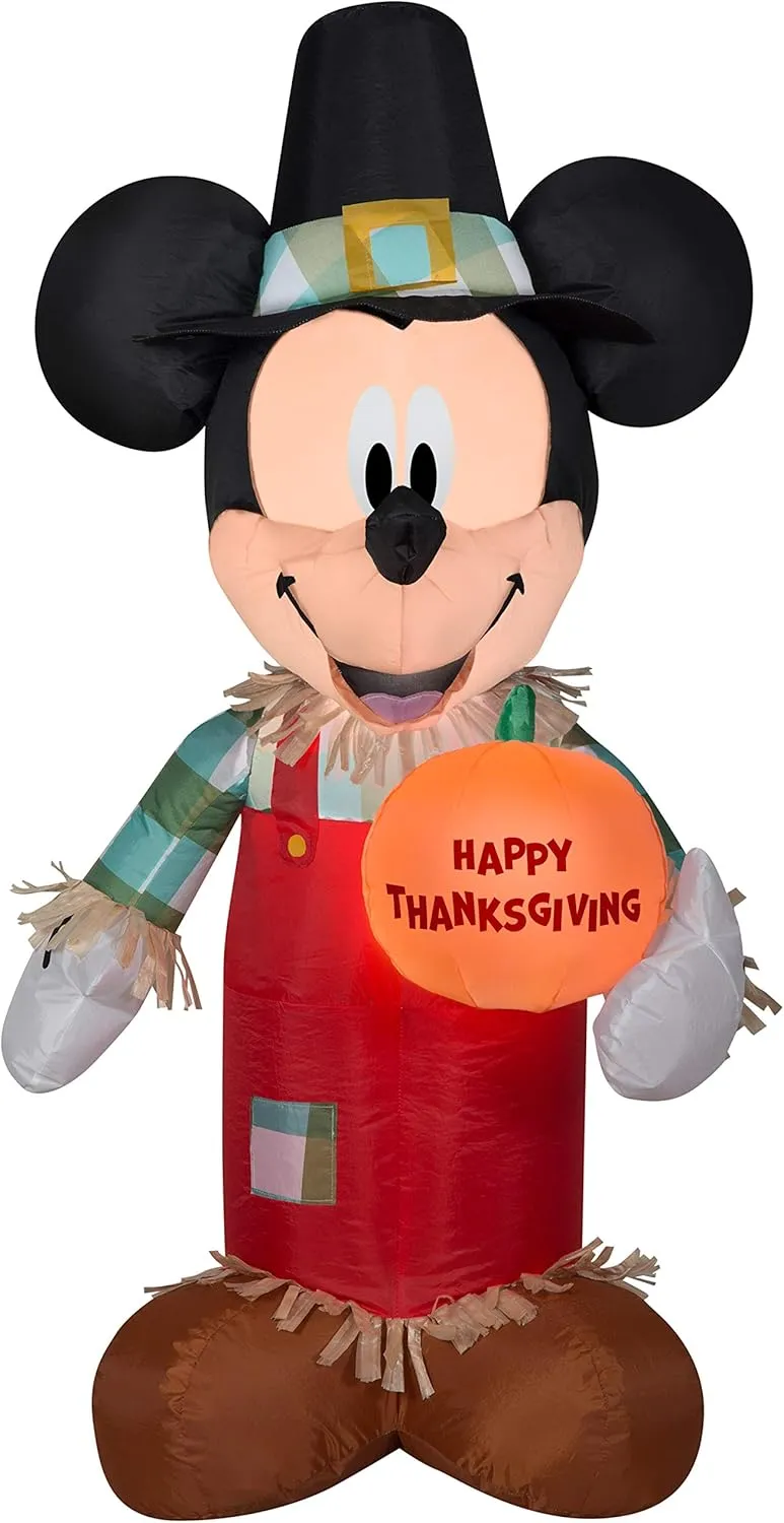 Gemmy 3.5' Airblown Inflatable Mickey Holding Pumpkin Disney