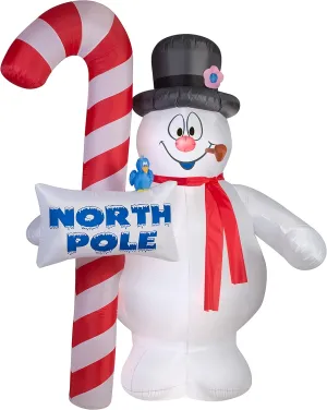 Gemmy Airblown Inflatable Frosty The Snowman with Candy Cane, Giant 9.5-ft White