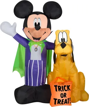Gemmy Airblown Inflatable Vampire Mickey Mouse and Pluto, 5 ft Tall, Purple