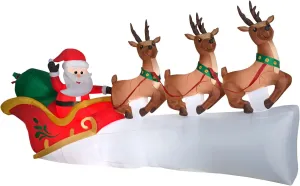 Gemmy Christmas Inflatable Santa's Sleigh with Flying Reindeer, 5.5 ft Tall, Multi