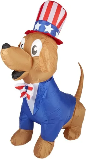 Gemmy Patriotic Inflatable 5' Uncle Sam Puppy Dog