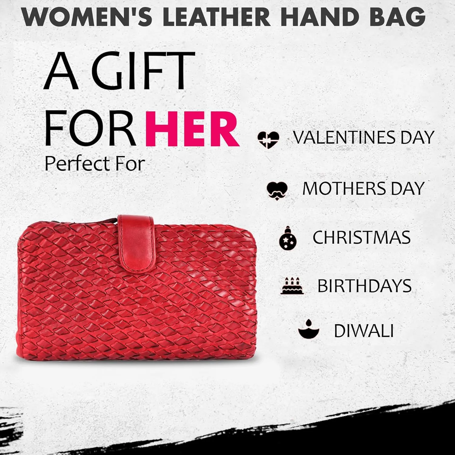 Genuine Leather Wallets for Women, Small Wallet for Ladies Zipper Coin Purse Credit Card Holder with Strap (VL-163-RED)