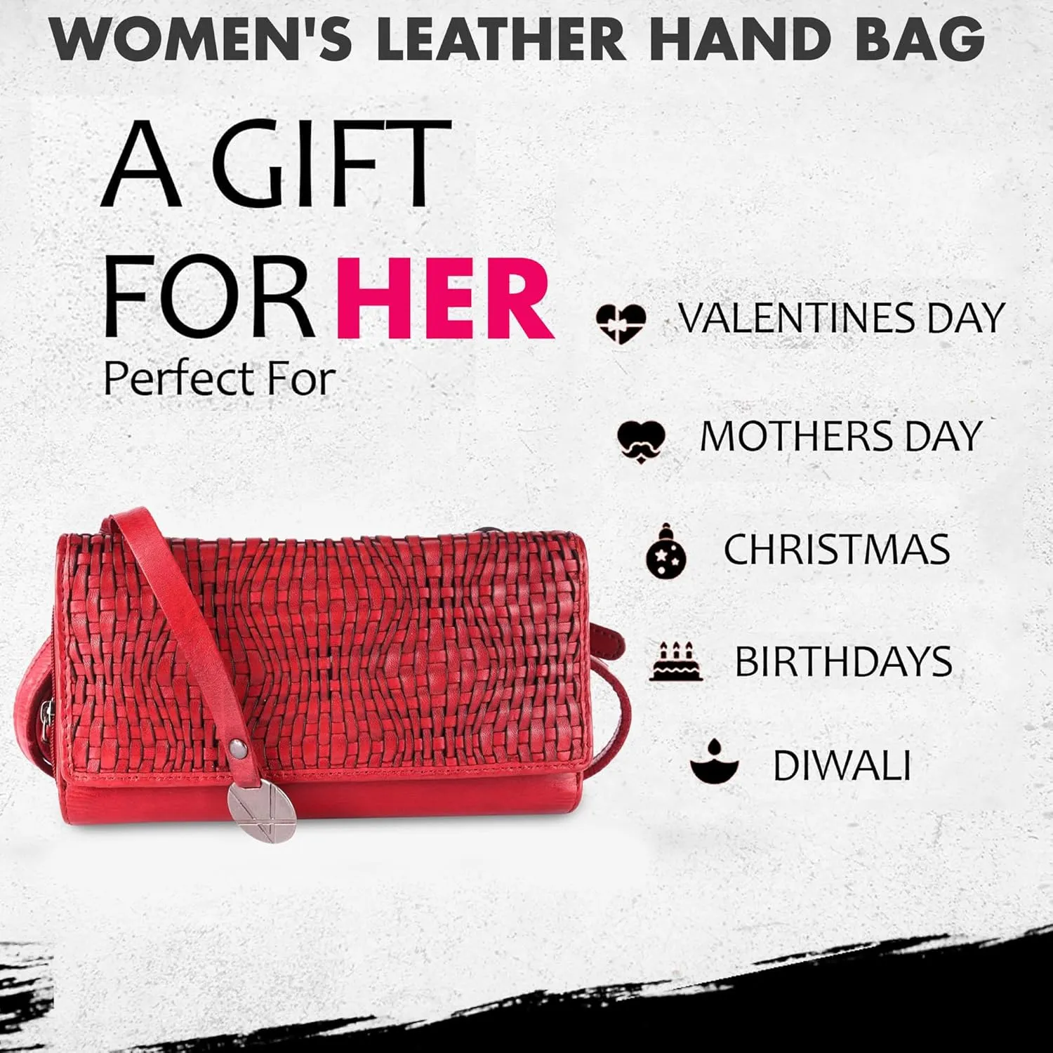 Genuine Leather Wallets for Women, Small Wallet for Ladies Zipper Coin Purse Credit Card Holder with Strap (VL-409-Red)