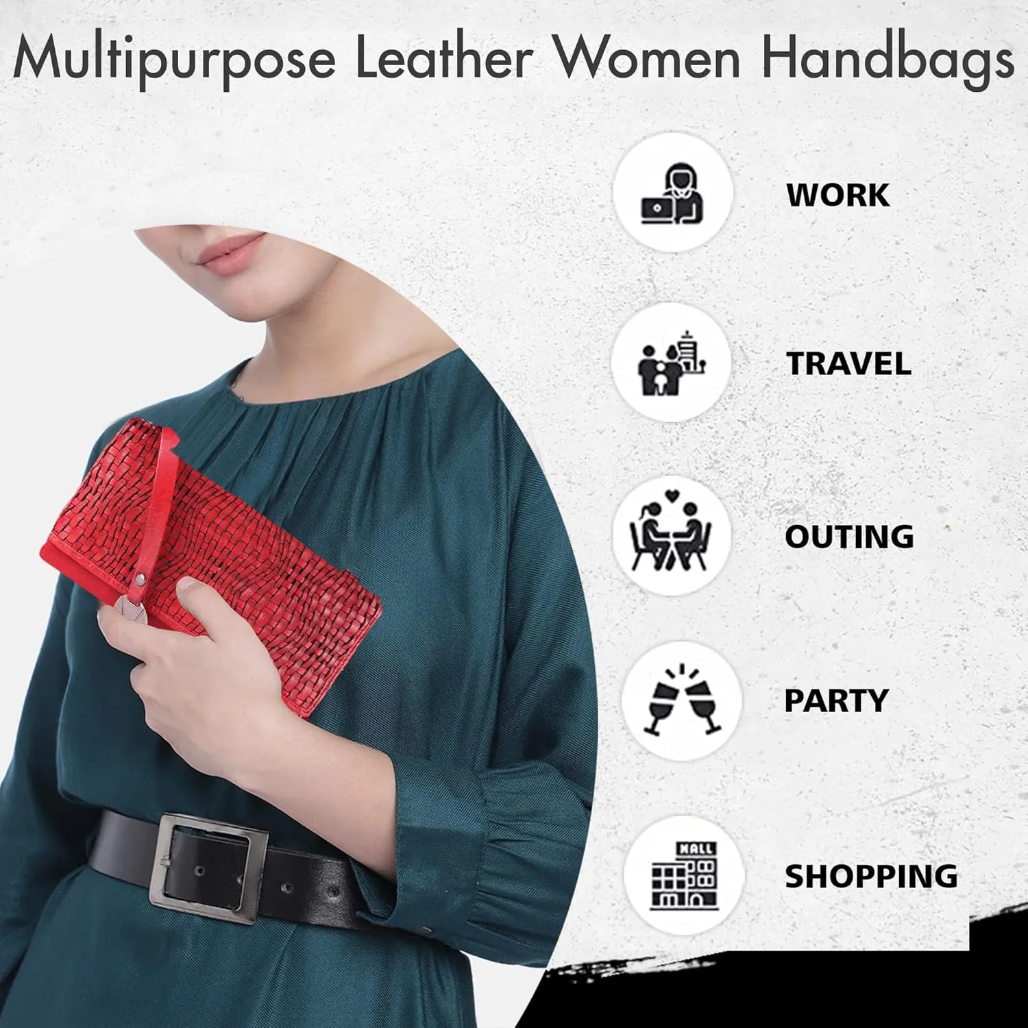 Genuine Leather Wallets for Women, Small Wallet for Ladies Zipper Coin Purse Credit Card Holder with Strap (VL-409-Red)