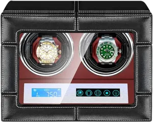 GeRRiT Automatic Watch Winder Box LCD Touch Screen Adjustable Watch Pillows Leather Exterior Quiet Motor Built-in LED Illumination