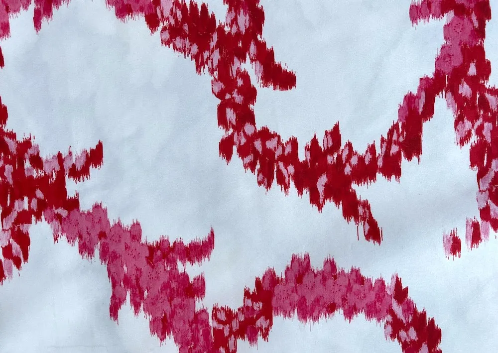 Giambattista Valli Curraent & Sparkling White Abstracted Ikat Silk Faille (Made in Italy)