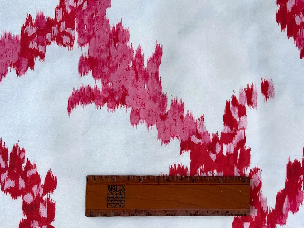 Giambattista Valli Curraent & Sparkling White Abstracted Ikat Silk Faille (Made in Italy)