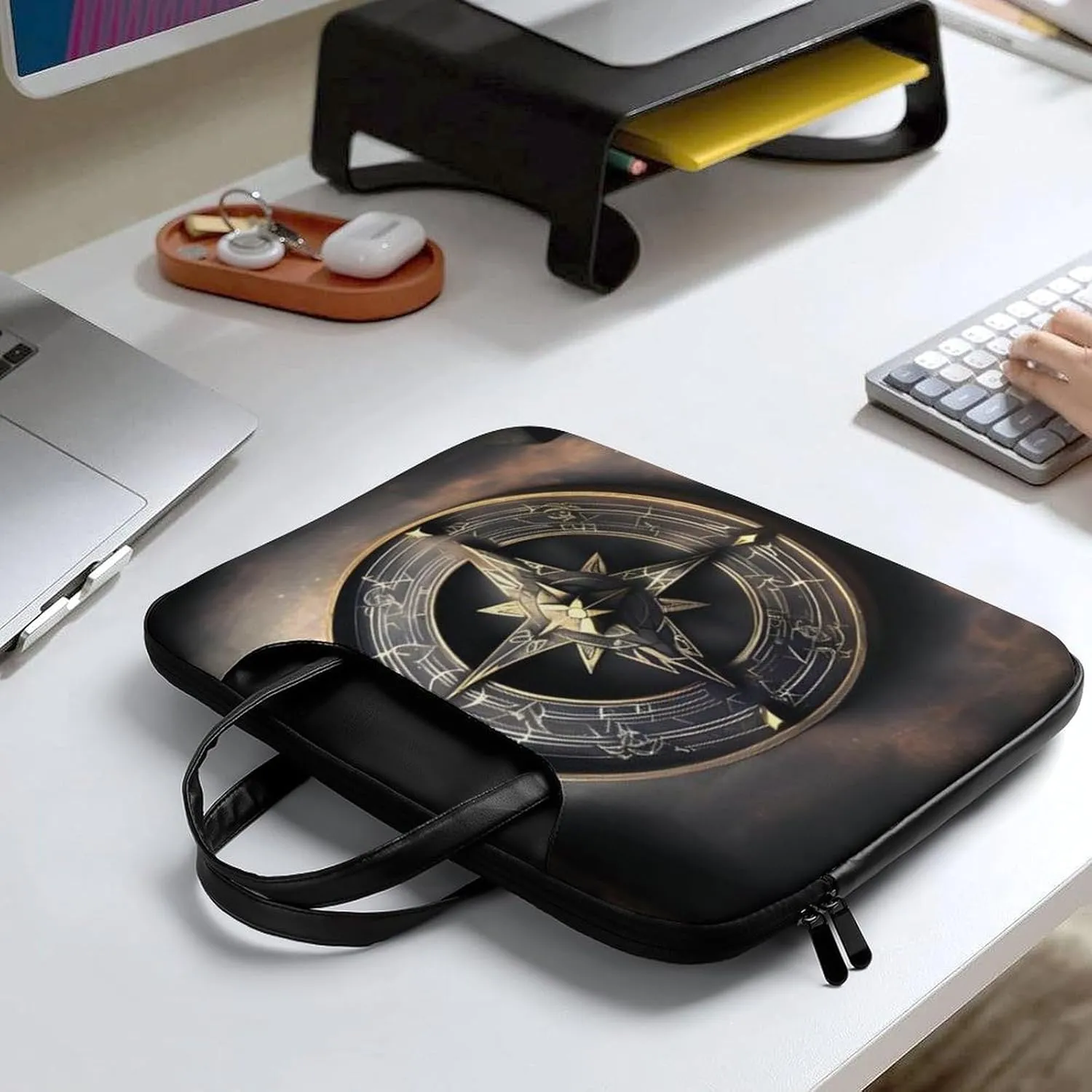 Giraffe Laptop Bag for Women Handheld Leather Computer Bag Laptop Messenger Bag Briefcase