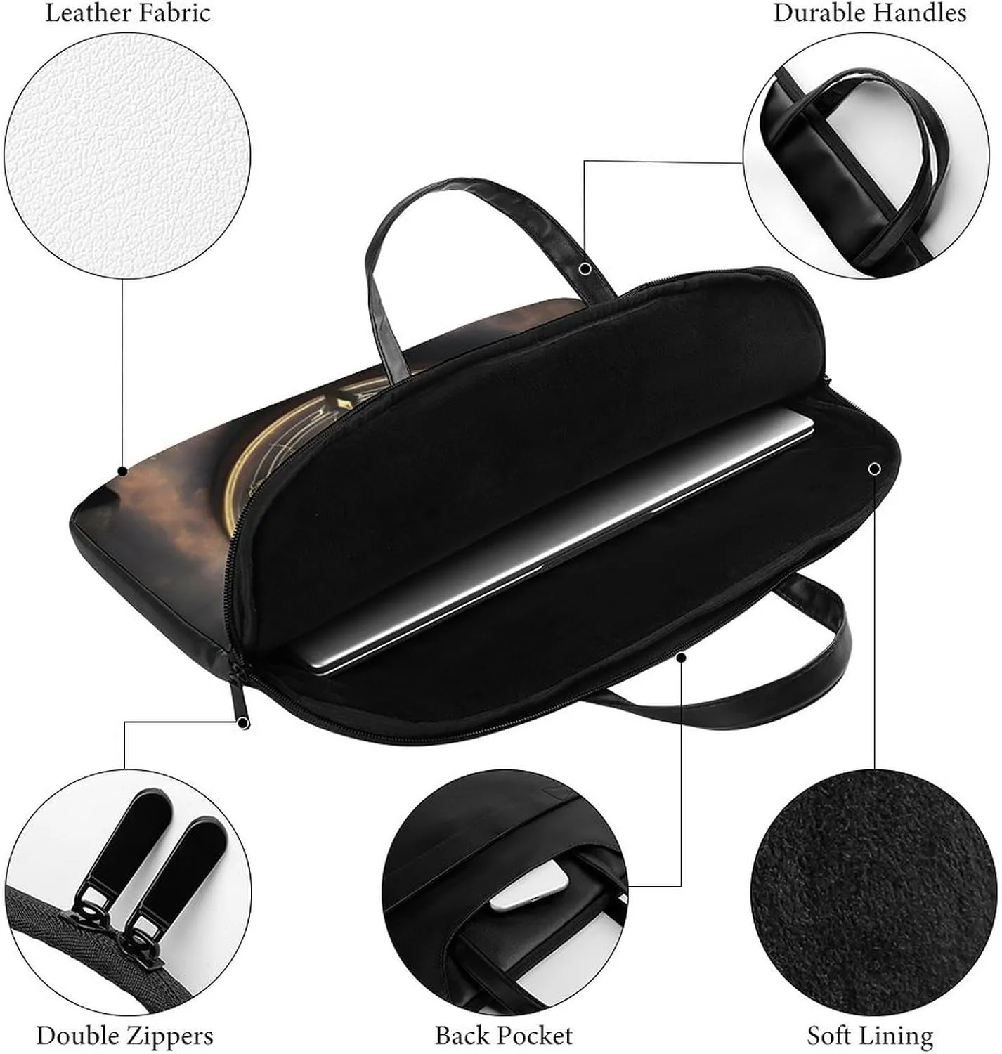 Giraffe Laptop Bag for Women Handheld Leather Computer Bag Laptop Messenger Bag Briefcase