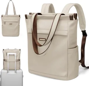 GOLF SUPAGS Convertible Laptop Backpack for Women Casual Daypack Notebook Tote Bag for Work College Travel Leisure (Apricot)