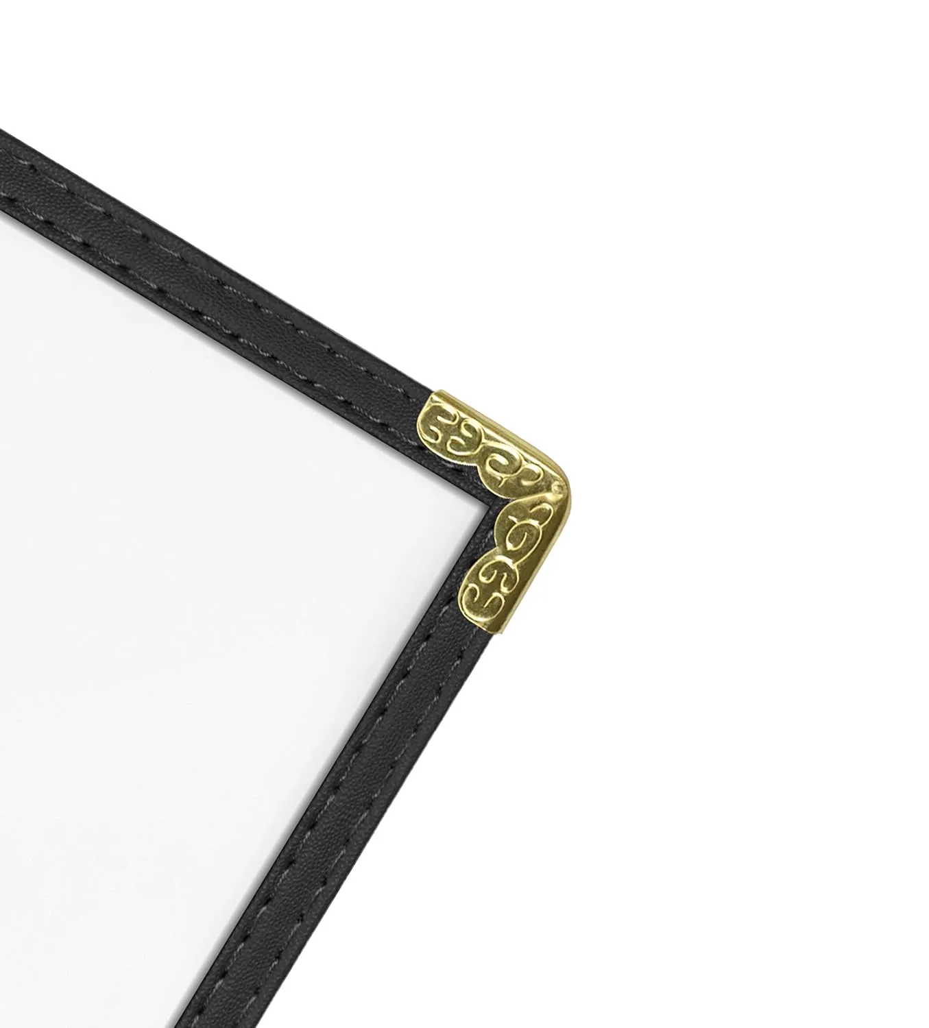 Goodsmart Restaurant Menu Covers - 25 Pack Black 8.5" x 11", 3-Page/6-View, Side-Loading Vinyl Menu Holders, Clear Sleeves, Double-Stitched Edge, Leather-Style Café Covers with Gold Corners