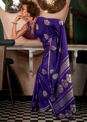 Gorgeous Purple Woven Banarasi Satin Silk Saree