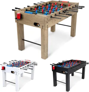 GoSports 54 Inch Full Size Foosball Table - Black, Oak, or White - Includes 4 Balls and 2 Cup Holders
