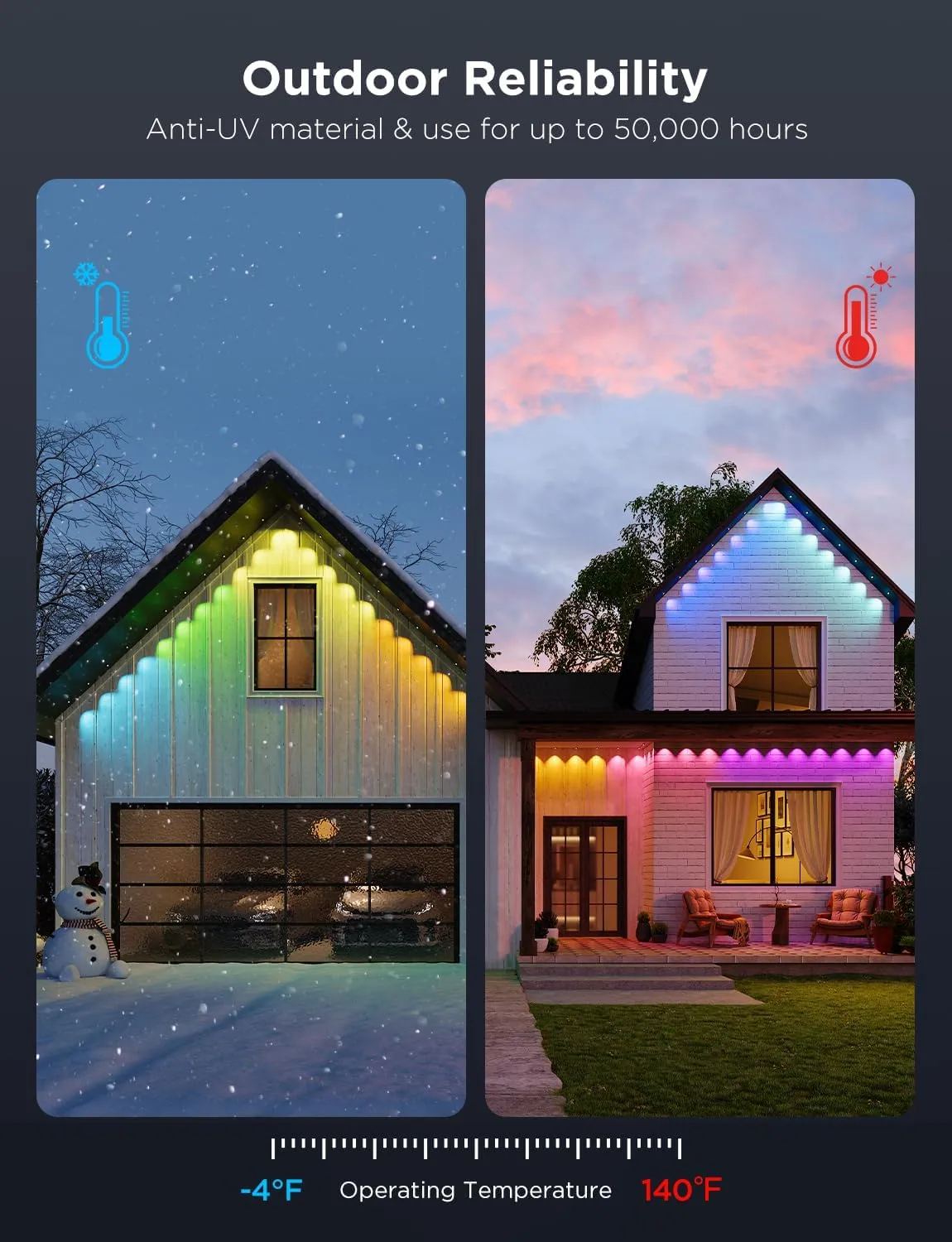 Govee Permanent Outdoor Lights Pro, 200ft with 120 RGBIC LED Lights for Daily and Accent Lighting, 75 Scene Modes for Outdoor Decor, IP67 Waterproof, Works with Alexa, Google Assistant, Matter, Black