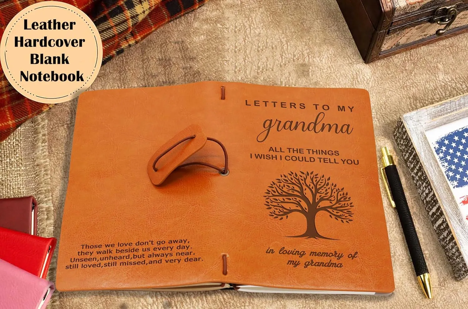 Grandma Memorial Remembrance Gift-Bereavement Gift-Refillable Travel Photo Diary Journal-Sympathy Gift for Loss of Grandma-Letters To My Grandma,All The Things I Wish I Could Tell You-In Loving Memory
