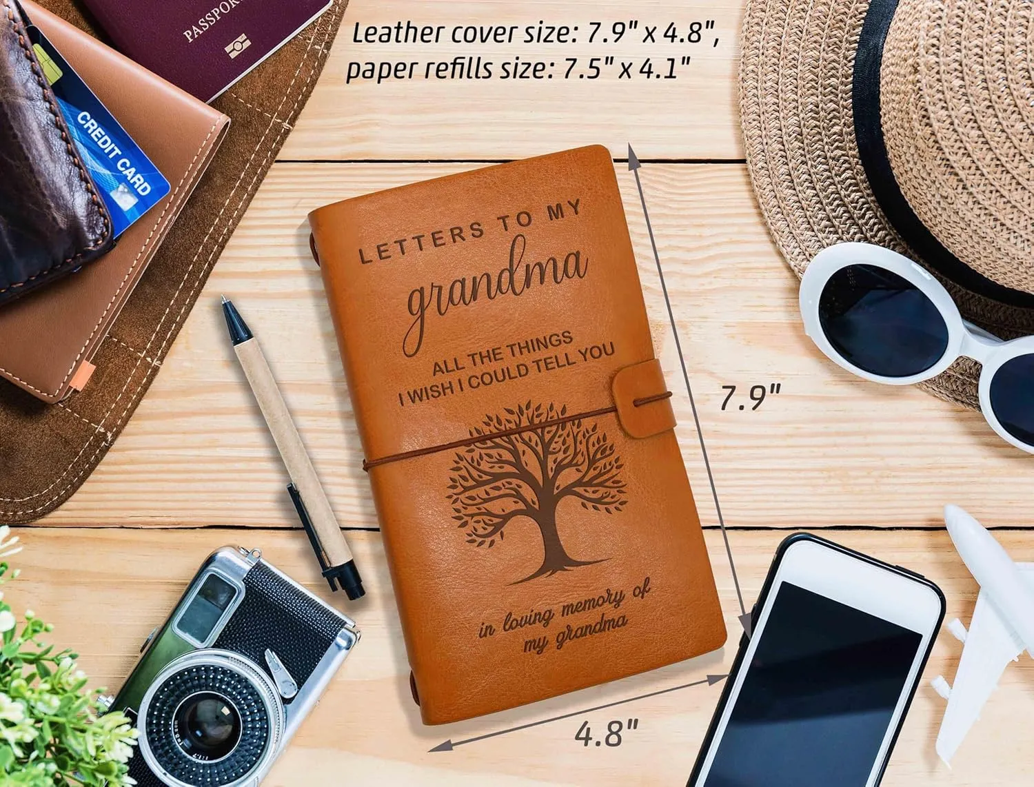 Grandma Memorial Remembrance Gift-Bereavement Gift-Refillable Travel Photo Diary Journal-Sympathy Gift for Loss of Grandma-Letters To My Grandma,All The Things I Wish I Could Tell You-In Loving Memory
