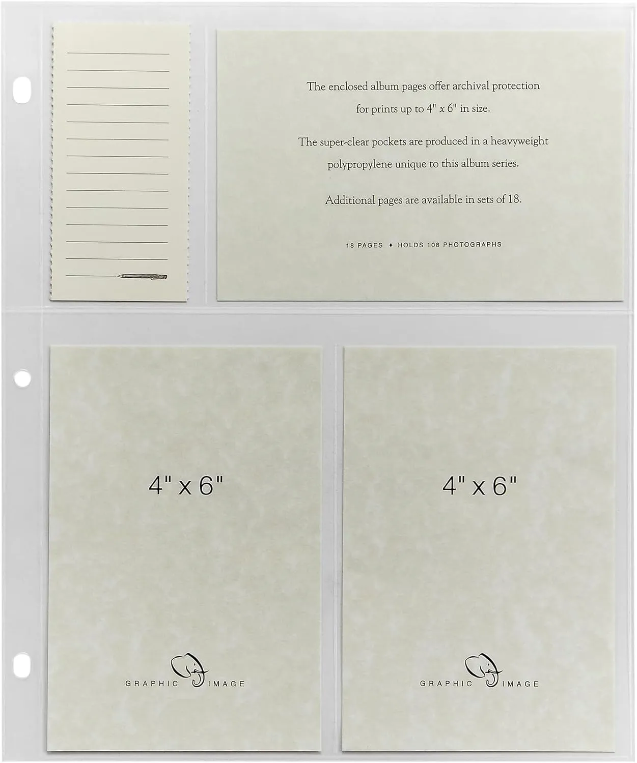 Graphic Image Leather Photo Album with 18 Clear-Pocket Pages, Holds 108, 4" x 6" Pictures | Refillable 3-Ring Binder | Made in the USA (Large - 10.5" x 12")