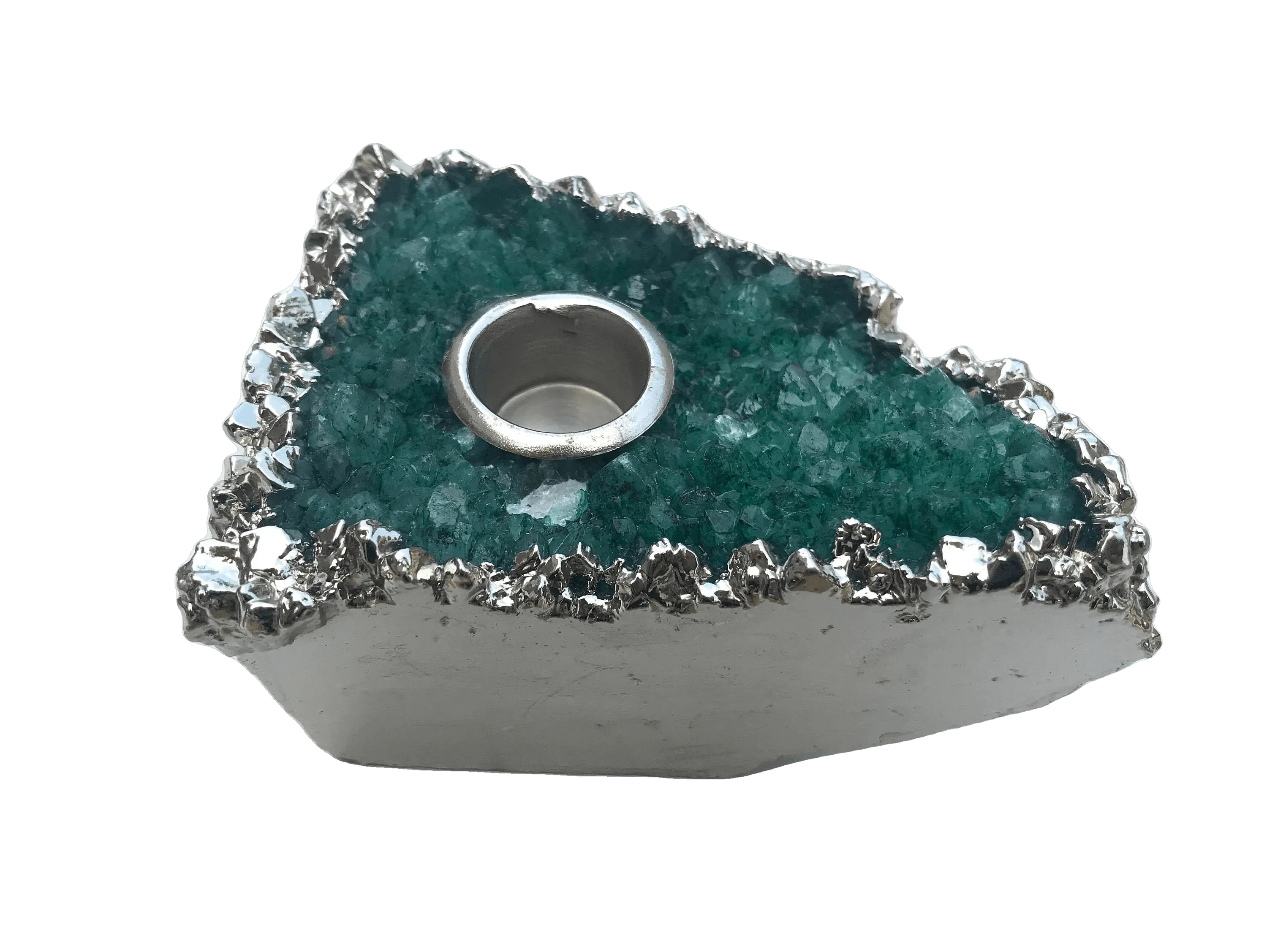 Green Agate Gemstone Taper Candle Holder