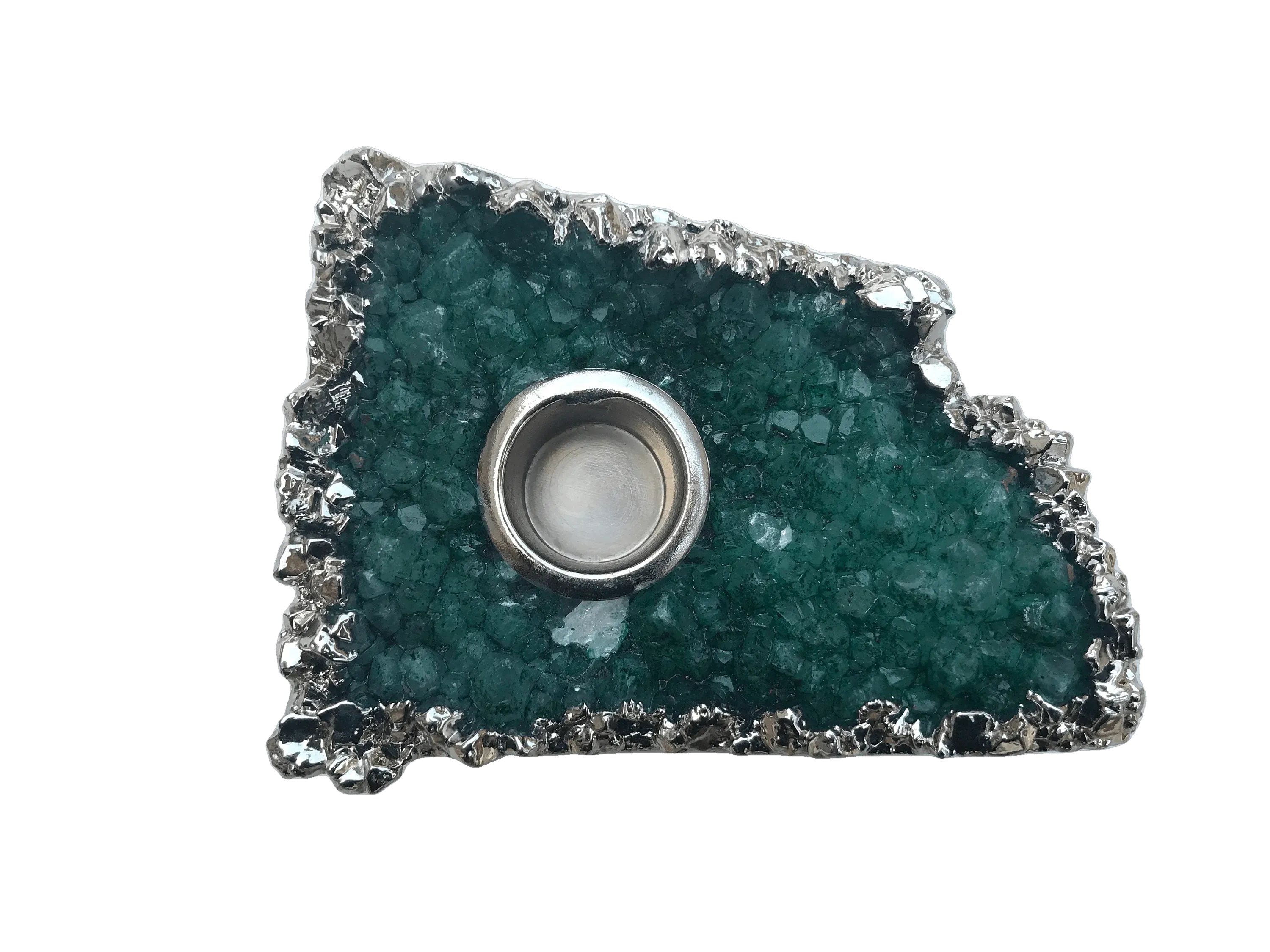 Green Agate Gemstone Taper Candle Holder