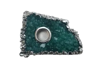 Green Agate Gemstone Taper Candle Holder