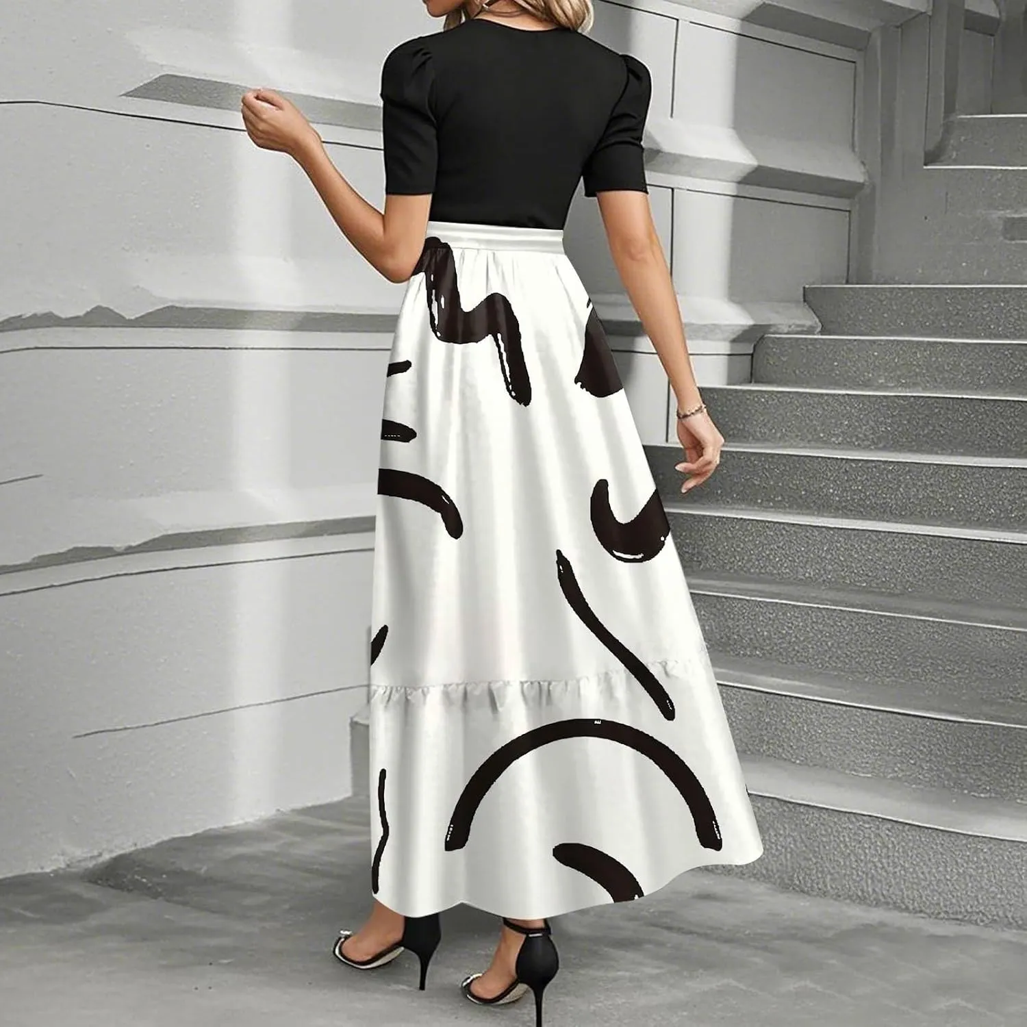 Guest Wedding Dresses for Women 2025 Summer Elegant Classy Short Sleeve A Line Work Dress Wrap Empire Waist Sundress