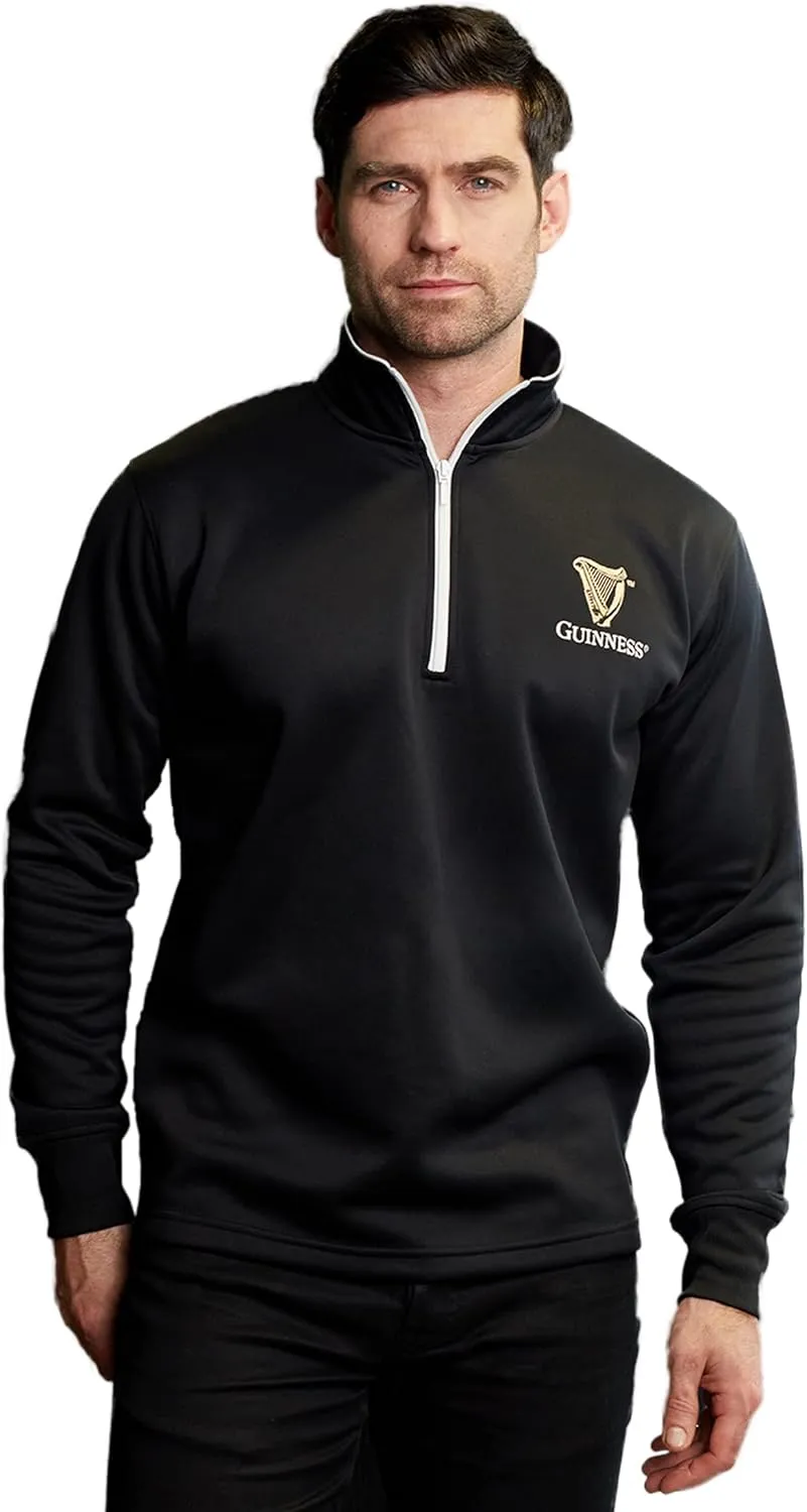 Guinness Black Quarter Zip Performance Top Official Merchandise Pullover 1/4 Zip Athletic Fleece