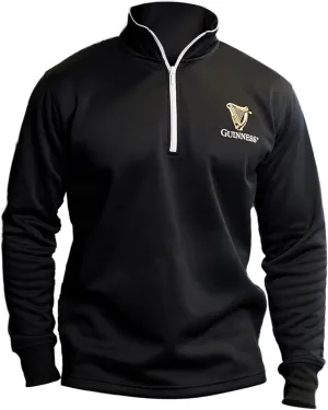 Guinness Black Quarter Zip Performance Top Official Merchandise Pullover 1/4 Zip Athletic Fleece