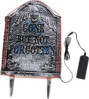 Halloween Dual Color LED Light Up Tombstone Decoration Graveyard Sign for Outdoor Lawn Decor Red and Blue Illumination for Halloween Graveyard and Cemetery