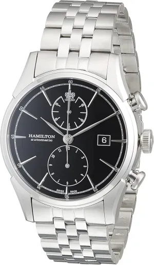 Hamilton Watch American Classic Spirit of Liberty Auto Chrono | Swiss Made | 42mm Stainless Steel Case | Black Dial Analog Watch | Silver Stainless Steel Bracelet (Model: H32416131)