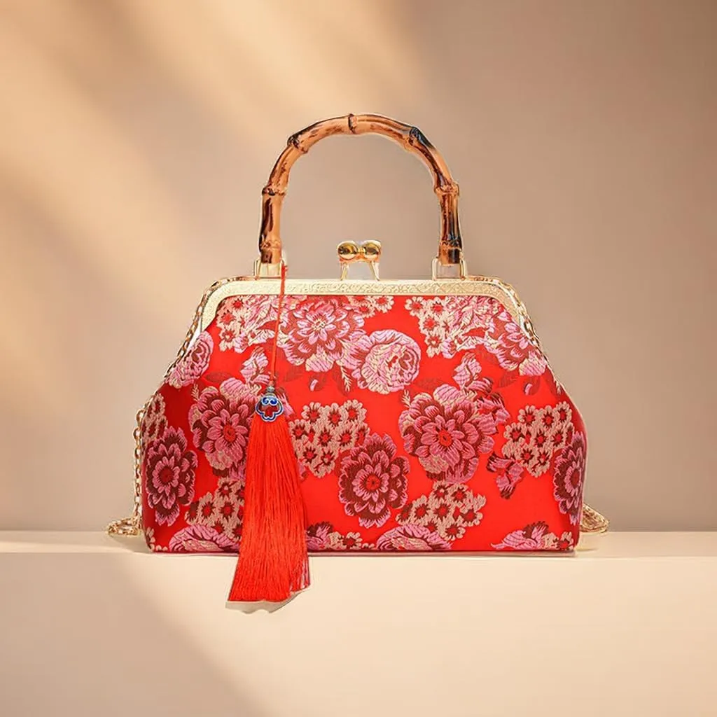 Handmade Embroidered Cheongsam Bag Hanfu Antique Handbag For Elegant Occasions