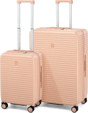 Hard Shell Suitcases Expandable Travel Luggage Sets 2 Piece, Carry on and Check in Luggage Lightweight Suitcase Set 2 Piece with Wheels Cup Holder Charger Built in (Pink, 20/28)