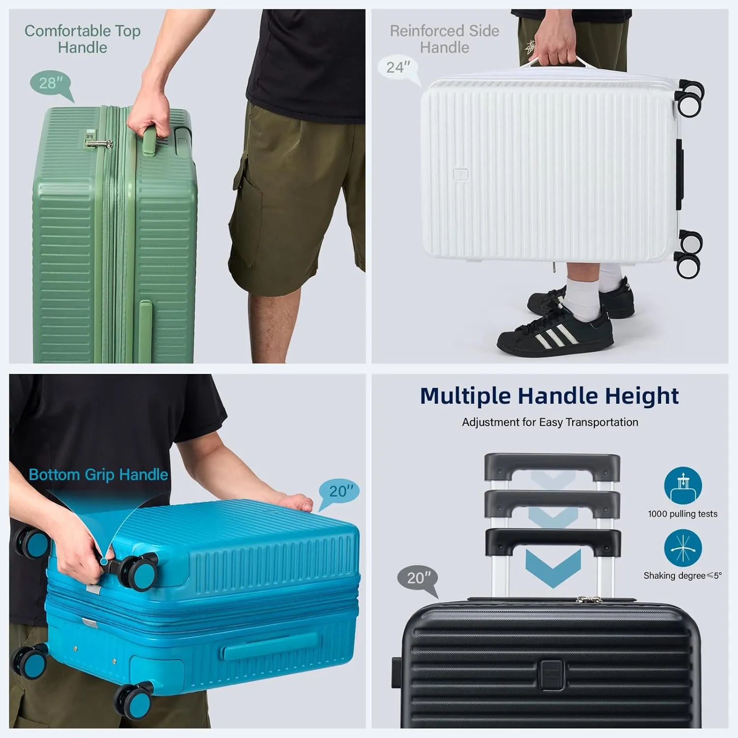 Hard Shell Suitcases Expandable Travel Luggage Sets 3 Piece, Carry on and Check in 3 Piece Luggage Suitcase Sets with Spinner Wheels Cup Holder Charger Built in (Interstellar Blue, 20/24/28)