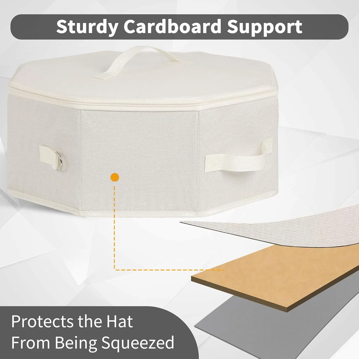 Hat Storage Box for Women and Men, Hat Box for Travel and Storage, Collapsible Hat Case Cowboy Cap Hat Organizer for Closet with Handles, Hat Bag Hat Case (White)