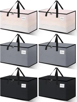 Heavy Duty Moving Bags - Extra Large Packing Bags and Storage Totes, Collapsible and Foldable Option for Moving and Storage, Multicolored, 93 L - 6 Pack