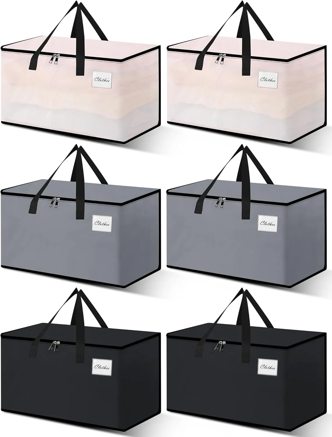 Heavy Duty Moving Bags - Extra Large Packing Bags and Storage Totes, Collapsible and Foldable Option for Moving and Storage, Multicolored, 93 L - 6 Pack