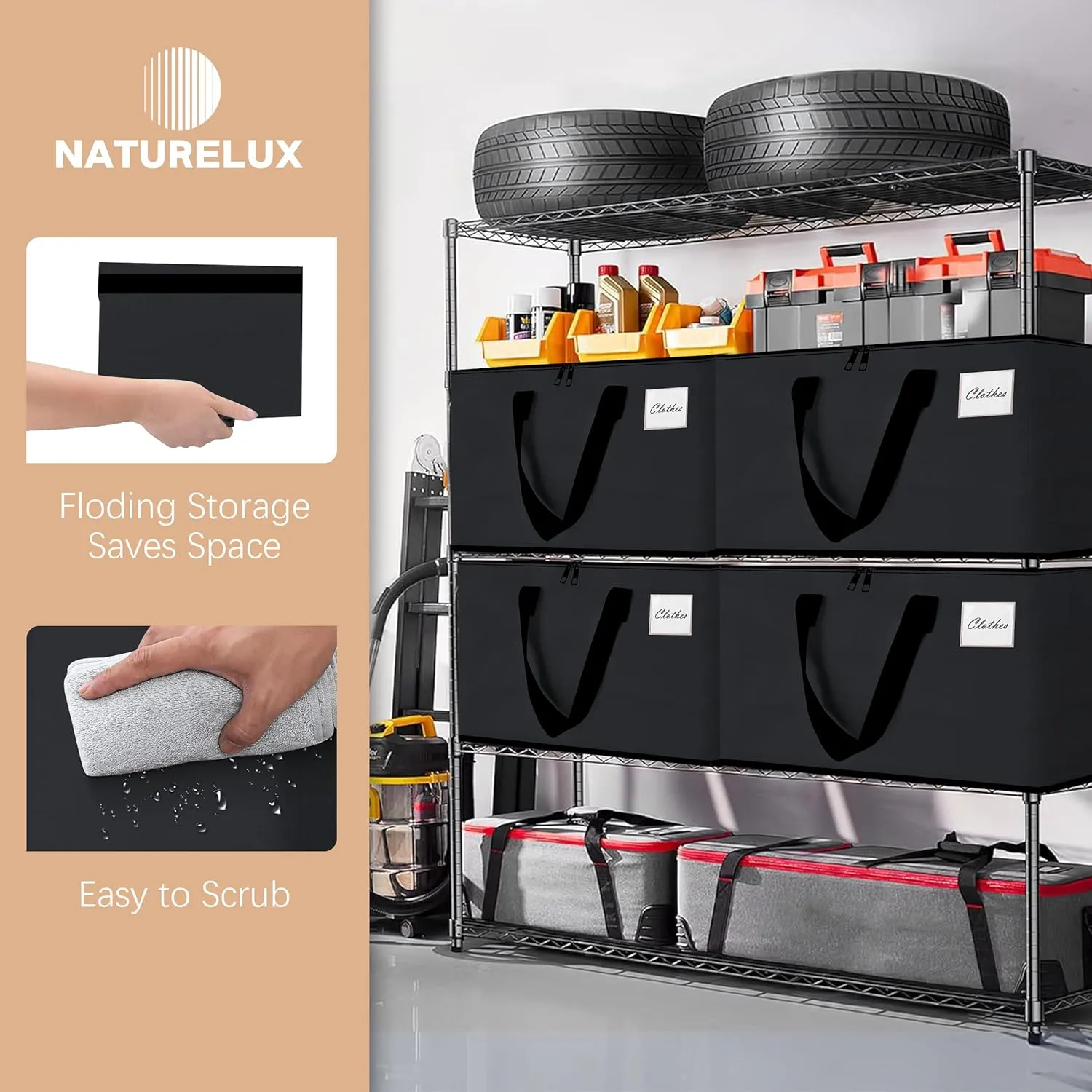 Heavy Duty Moving Bags - Extra Large Packing Bags and Storage Totes, Collapsible and Foldable Option for Moving and Storage, Multicolored, 93 L - 6 Pack