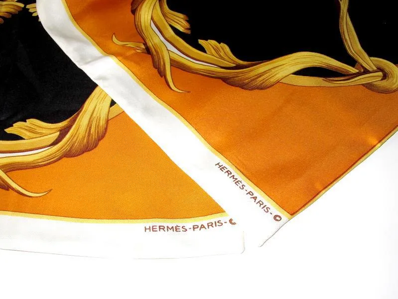 Hermes 1970s Print Silk Bag and Matching Scarf Etole by Henry D'Origny