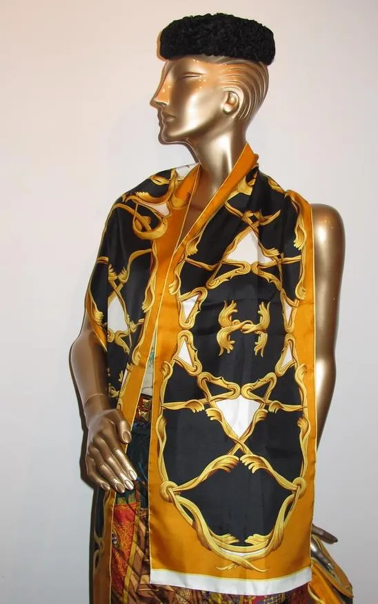 Hermes 1970s Print Silk Bag and Matching Scarf Etole by Henry D'Origny