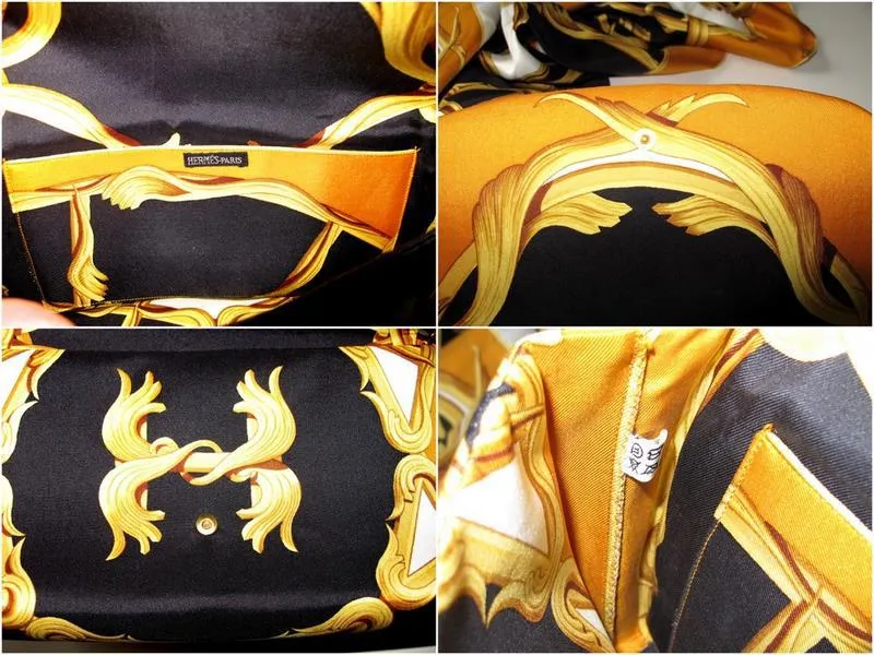 Hermes 1970s Print Silk Bag and Matching Scarf Etole by Henry D'Origny