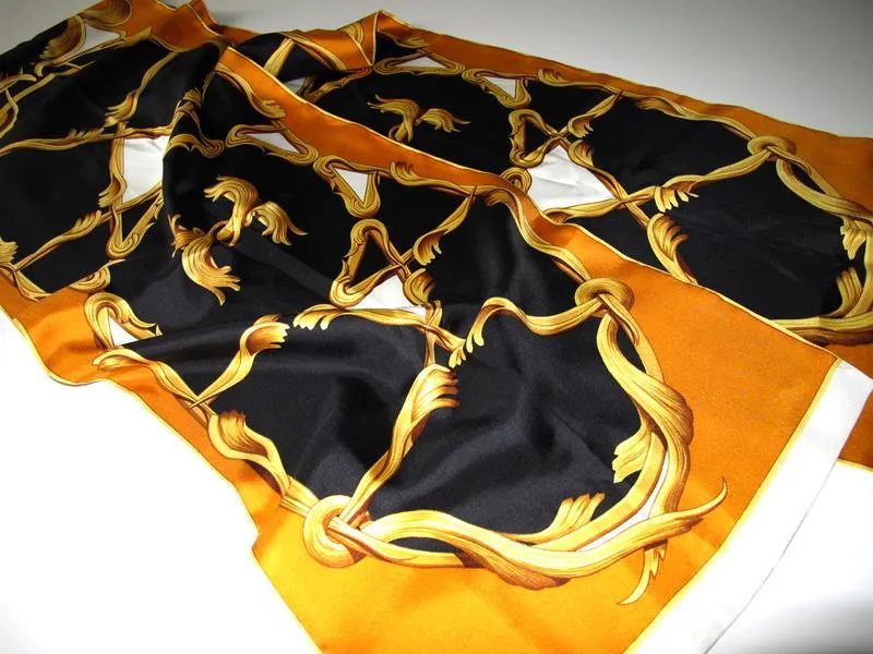 Hermes 1970s Print Silk Bag and Matching Scarf Etole by Henry D'Origny