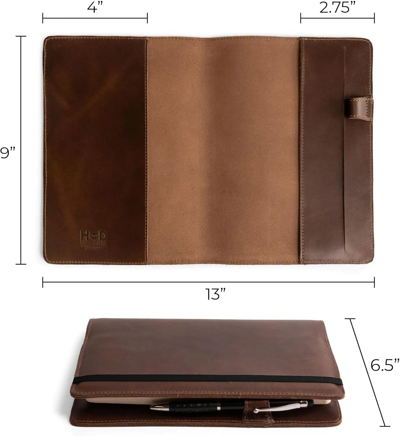 Hide & Drink, Case for Hardcover Leuchtturm A5 (5.75 x 8.25 in.) Notebook, Protective Cover for Journal, Personal Planner, Full Grain Leather, Handmade Writing Accessory, Bourbon Brown