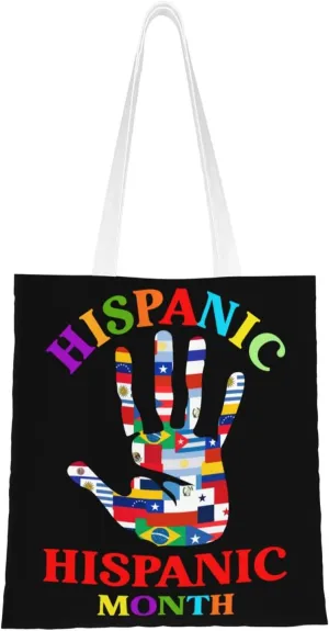 Hispanic Heritage Month Tote Bag for Women Canvas Shopping Bags Reusable Large Capacity Casual Shoulder Handbags Grocery Bags