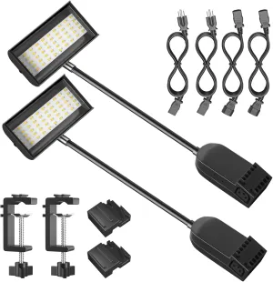 HitLights Trade Show Lights LED Display and Exhibit Arm Lighting, Connectable Tradeshow Lights Included Clamps, Mounting Brackets, Power Cables, Connect Cables (2pcs Black)